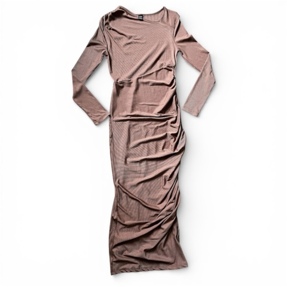 Shein long bodycon long-sleeved bunched dress- dusty rose